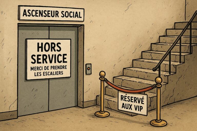 Panne d’ascenseur social, escalier usé et cordon réservé aux VIP